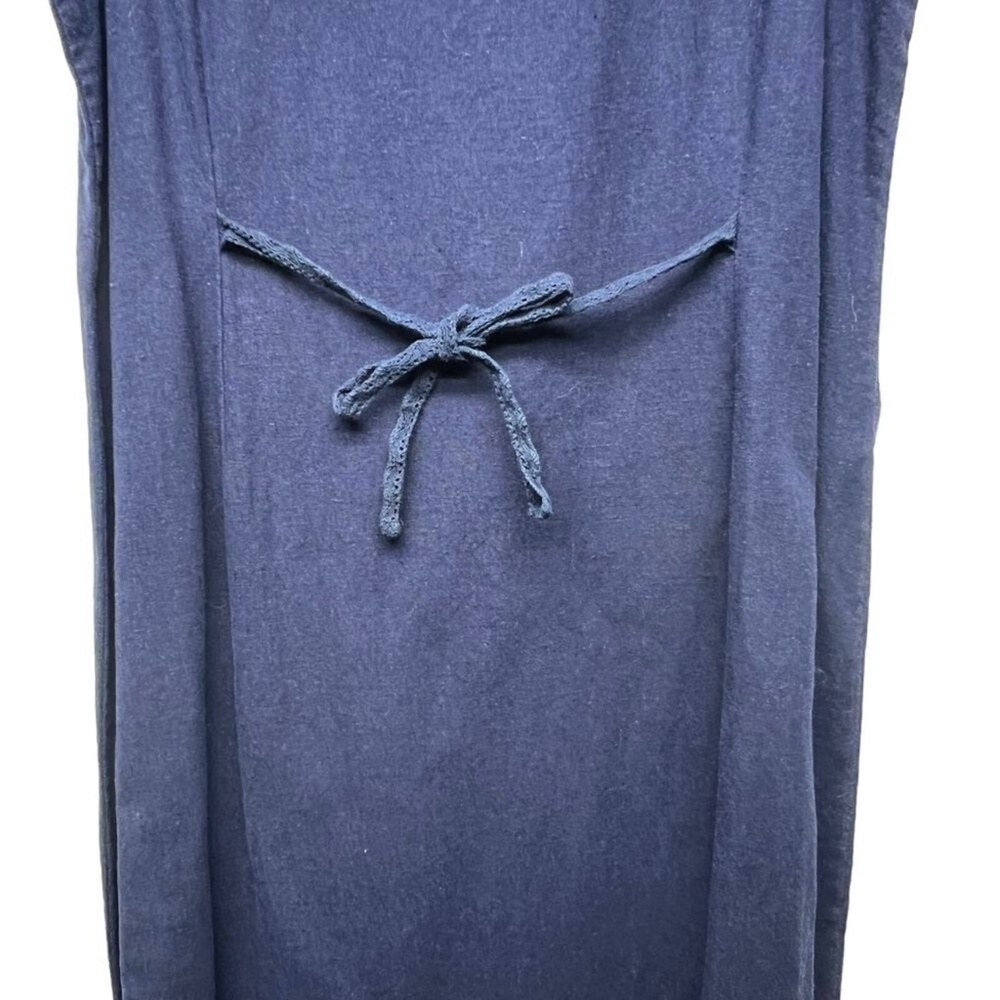 April Cornell Linen Blend Sleeveless Navy Blue Womens Maxi Denim Dress Sz Small - Picture 8 of 9